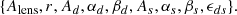 $$ \begin{aligned} \{A_{\rm lens},r,A_d,\alpha _d,\beta _d,A_s,\alpha _s,\beta _s,\epsilon _{ds}\}. \end{aligned} $$