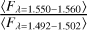 ${{\left\langle {{F_{\lambda = 1.550 - 1.560}}} \right\rangle } \over {\left\langle {{F_{\lambda = 1.492 - 1.502}}} \right\rangle }}$