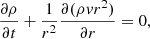 $$ \begin{aligned}&\frac{\partial \rho }{\partial t} + \frac{1}{r^2}\frac{\partial (\rho v r^2)}{\partial r} = 0 ,\end{aligned} $$