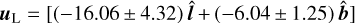 ${u_{\rm{L}}} = [( - 16.06 \pm 4.32)\hat l + ( - 6.04 \pm 1.25)\hat b]$