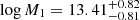 $ \log M_1=13.41^{+0.82}_{-0.81} $