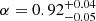 $ \alpha=0.92^{+0.04}_{-0.05} $