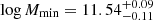 $ \log M_{\mathrm{min}}=11.54^{+0.09}_{-0.11} $