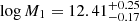 $ \log M_1=12.41^{+0.25}_{-0.17} $