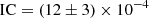 $$ \begin{aligned} \mathrm{IC}=(12\pm 3)\times 10^{-4} \end{aligned} $$
