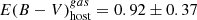 $ E(B-V)^{gas}_{\mathrm{host}} = 0.92\pm0.37 $