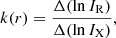$$ \begin{aligned} k(r) = \frac{\Delta (\ln I_{\rm R})}{\Delta (\ln I_{\rm X})}, \end{aligned} $$