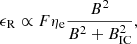 $$ \begin{aligned} \epsilon _{\rm R} \propto F \eta _{\rm e} \frac{B^2}{B^2 + B^2_{\rm IC}}, \end{aligned} $$