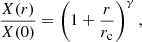 $$ \begin{aligned} \frac{X(r)}{X(0)} = \left(1+\frac{r}{r_{\rm c}}\right)^{\gamma }, \end{aligned} $$