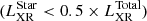 $ (L^{\mathrm{Star}}_{\mathrm{XR}} < 0.5\times L^{\mathrm{Total}}_{\mathrm{XR}}) $