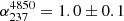 $ \alpha_{237}^{4850}=1.0\pm0.1 $
