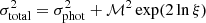 $ \sigma_{\rm total}^2=\sigma_{\rm phot}^2+\mathcal{M}^2\exp (2\ln \xi) $