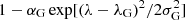 $ 1-\alpha_{\rm G}\exp[(\lambda-\lambda_{\rm G})^2/2\sigma_{\rm G}^2] $