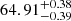 $ 64.91^{+0.38}_{-0.39} $