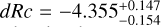 $\[dRc=-4.355_{-0.154}^{+0.147}\]$