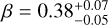 $\beta = 0.38_{ - 0.05}^{ + 0.07}$