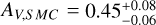 ${A_{\,V,SMC}} = = 0.45_{ - 0.06}^{ + 0.08}$