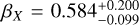 ${\beta _X} = 0.584_{ - 0.099}^{ + 0.200}$