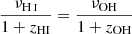 $ \frac{\nu_{\mathrm{H}\,\textsc{i}}}{1+z_{\mathrm{HI}}} = \frac{\nu_{\mathrm{OH}}}{1+z_{\mathrm{OH}}} $