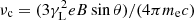 $ \nu_{\rm c}=(3\gamma_{\rm L}^2eB\sin{\theta})/(4\pi m_{\rm e} c) $