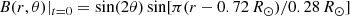 $$ \begin{aligned} B(r, \theta )|_{t=0} = \sin (2\theta )\sin [\pi (r-0.72\,R_\odot )/0.28\,R_\odot ] \end{aligned} $$