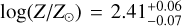 $\[\log \left(Z / Z_{\odot}\right)=2.41_{-0.07}^{+0.06}\]$