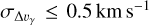 $\[\sigma_{\Delta v_\gamma} \leq 0.5 \mathrm{~km} \mathrm{~s}^{-1}\]$