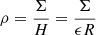 $ \rho=\frac{\Sigma}{H}=\frac{\Sigma}{\epsilon R} $