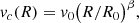 $$ \begin{aligned} v_c (R) = v_0 \big (R/R_0\big )^\beta , \end{aligned} $$