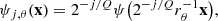 $$ \begin{aligned} \psi _{j,\theta }(\mathbf x ) = 2^{-j/Q} \psi \big (2^{-j/Q}r_{\theta }^{-1}\mathbf x \big ), \end{aligned} $$