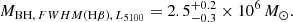 $$ \begin{aligned} M_{\mathrm{BH},\,FWHM(\mathrm{H}\beta ),\, L_{5100}} = 2.5^{+0.2}_{-0.3} \times 10^6\,M_{\odot }. \end{aligned} $$