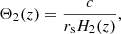 $$ \begin{aligned} \Theta _2(z) = \frac{c}{r_\mathrm{s} H_2(z)}, \end{aligned} $$