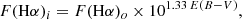 $$ \begin{aligned} F(\mathrm{H}\alpha )_i = F(\mathrm{H}\alpha )_o \times 10^{1.33\,E(B-V)}, \end{aligned} $$