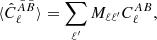 $$ \begin{aligned} \langle \hat{C}_{\ell }^{\tilde{A}\tilde{B}} \rangle = \sum _{\ell^\prime }M_{\ell \ell^\prime }C_{\ell }^{AB}, \end{aligned} $$