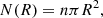 $$ \begin{aligned} N(R) = n \pi R^2, \end{aligned} $$