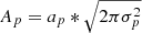 $ A_p=a_p*\sqrt{2\pi\sigma_{p}^{2}} $
