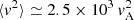 $ \langle v^2 \rangle \simeq 2.5 \times 10^3\,v_{\mathrm{A}}^{2} $