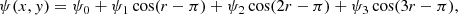 $$ \begin{aligned} \psi (x,{ y}) = \psi _0 +\psi _1 \cos (r - \pi ) + \psi _2 \cos (2 r - \pi ) + \psi _3 \cos (3 r - \pi ), \end{aligned} $$