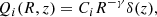 $$ \begin{aligned} Q_i(R,z) = C_i R^{-\gamma }\delta (z), \end{aligned} $$