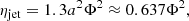 $$ \begin{aligned} \eta _{\rm jet} = 1.3a^2\Phi ^2 \approx 0.637\Phi ^2, \end{aligned} $$