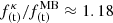 $ f_{\mathrm{(t)}}^\kappa/f_{\mathrm{(t)}}^{\mathrm{MB}} \approx 1.18 $