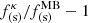 $ f_{\mathrm{(s)}}^\kappa/f_{\mathrm{(s)}}^{\mathrm{MB}}-1 $