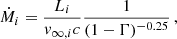 $$ \begin{aligned} \dot{M}_i=\frac{L_i}{v_{\infty , i} c} \frac{1}{(1-\Gamma )^{-0.25}}\,, \end{aligned} $$