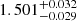 $ 1.501^{+0.032}_{-0.029} $