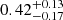 $ 0.42^{+0.13}_{-0.17} $