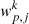 $ {\it w}_{p,j}^k $