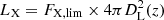 $ L_{\rm X} = F_{\rm X,lim}\times 4\pi D_{\rm L}^2(z) $