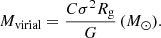 $$ \begin{aligned} M_{\rm virial}= \frac{C \sigma ^{2}R_{\rm g}}{G}\,(M_{\odot }). \end{aligned} $$