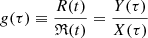 $$ \begin{aligned} g(\tau ) \equiv \frac{R(t)}{\mathfrak{R} (t)} = \frac{Y(\tau )}{X(\tau )} \end{aligned} $$
