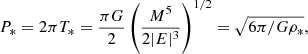 $$ \begin{aligned} P_* = 2\pi T_* = \frac{\pi G}{2} \left( \frac{M^5}{2|E|^3} \right)^{1/2} = \sqrt{6\pi /G\rho _*}, \end{aligned} $$